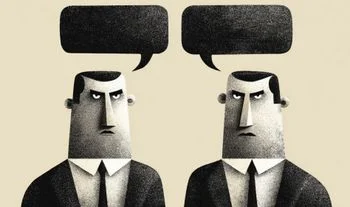 Two men with speech bubbles 