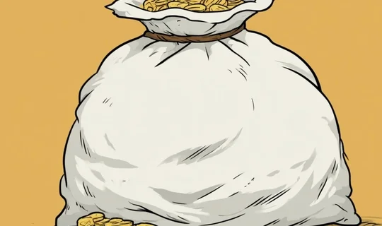 A big sack of golden coins 