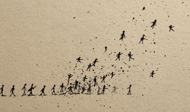 people floating away 