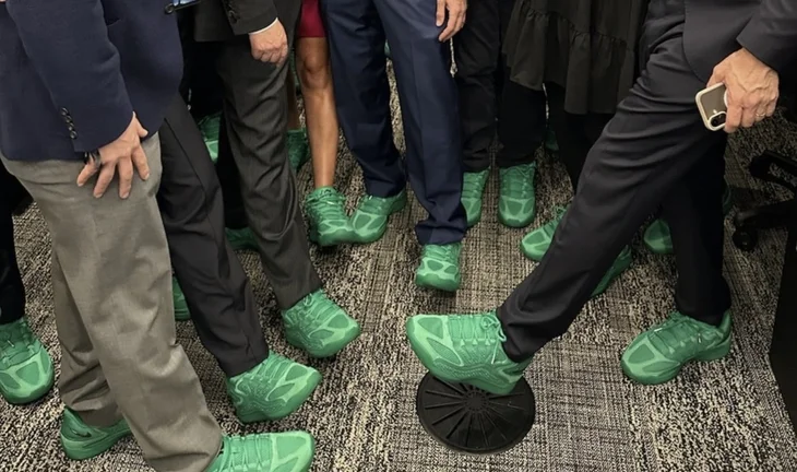 Green shoes at Morgan Stanley 