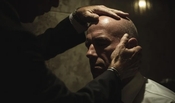 a man having his head massaged 