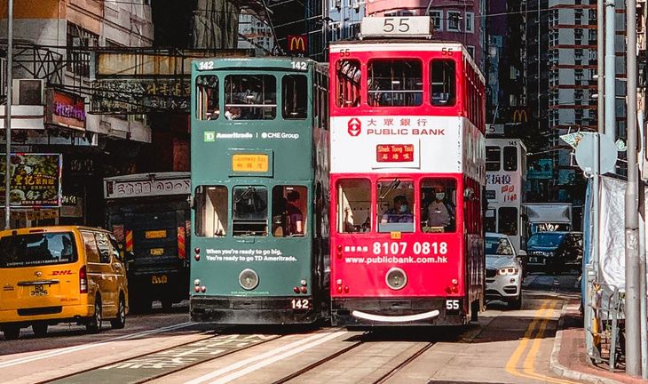 Hong Kong staff leave Chinese bank in Hong Kong amid unrest