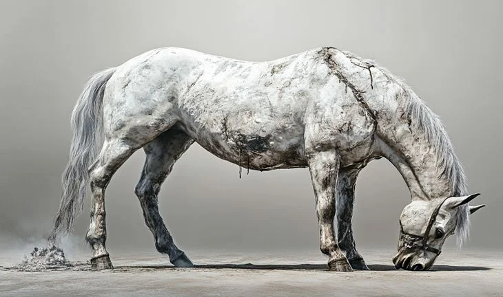 an exhausted horse 
