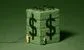 a big green block with a dollar sign on it and some small men adding electrical cables 